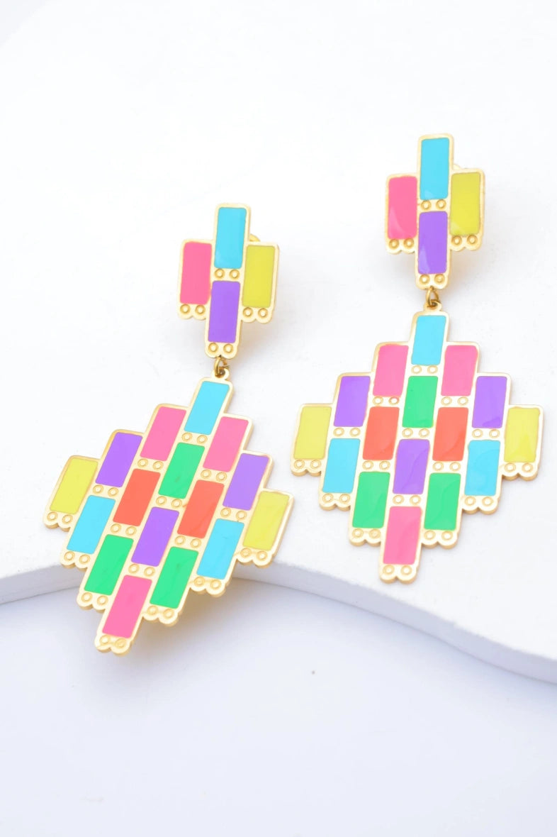 Boucles d'oreilles en acier inoxydable - MULTICOLORE
