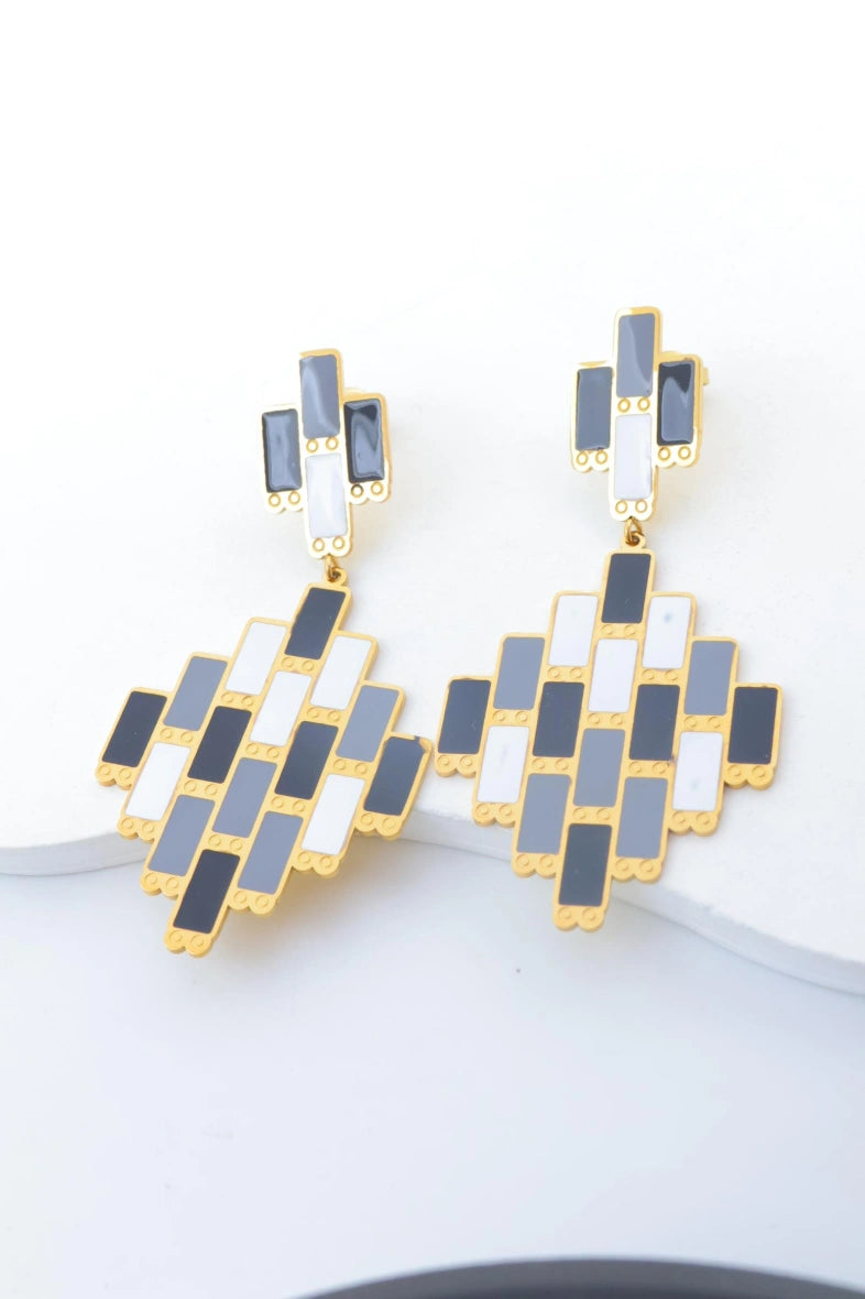 Boucles d'oreilles en acier inoxydable - NOIR