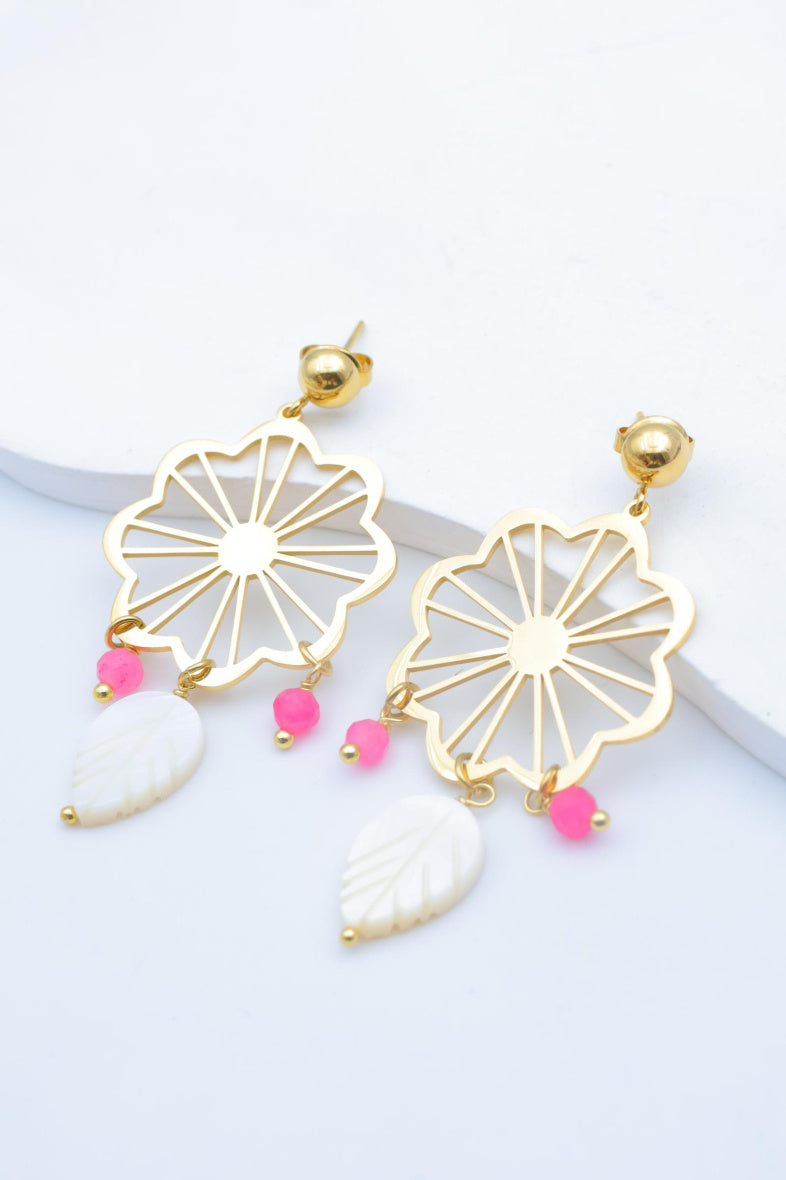 Boucles d'oreilles en acier inoxydable - FUCHSIA