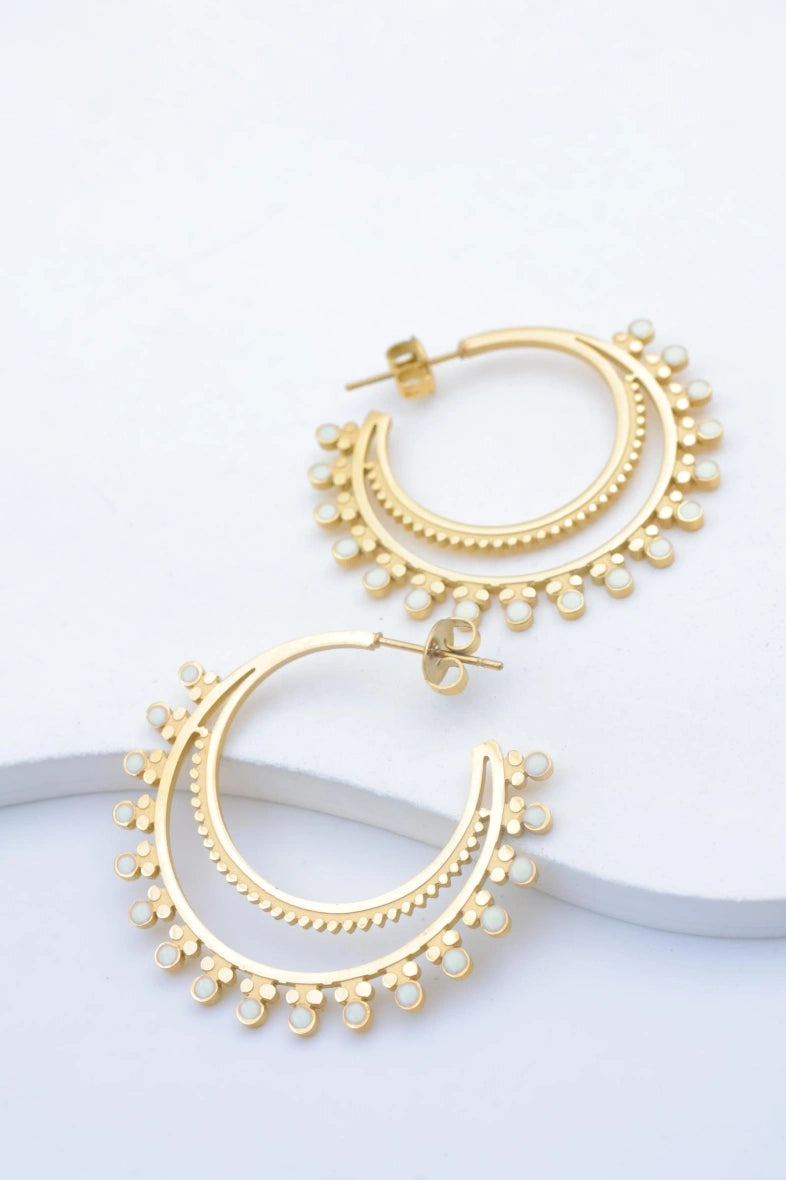Boucles d'oreilles en acier inoxydable - BLANC