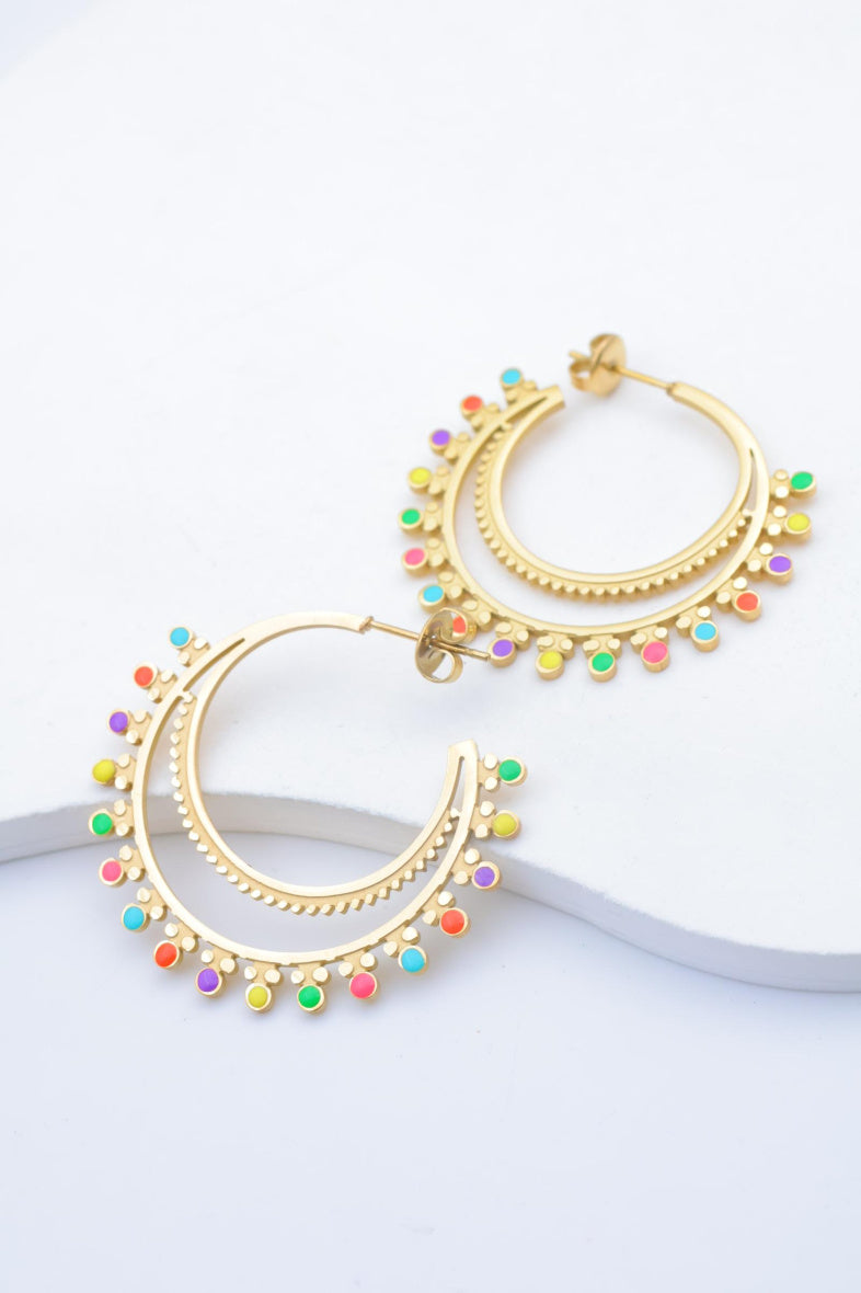 Boucles d'oreilles en acier inoxydable - MULTICOLORE
