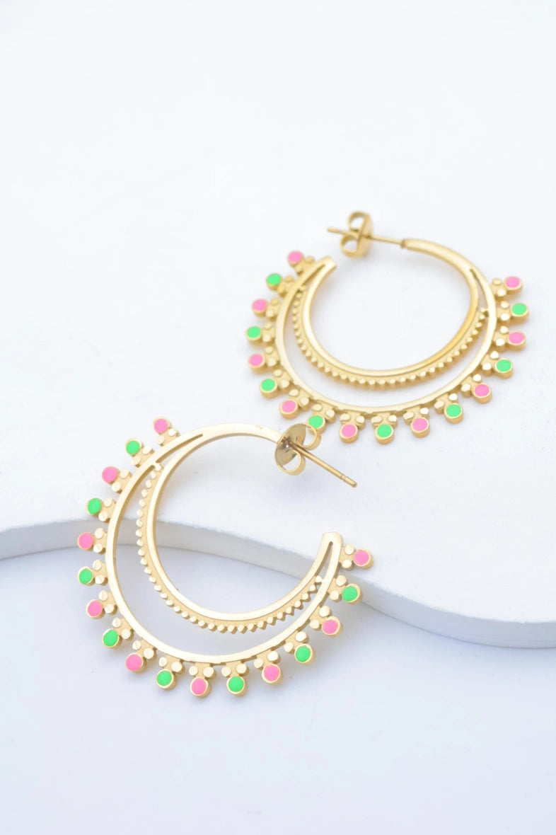 Boucles d'oreilles en acier inoxydable - VERT