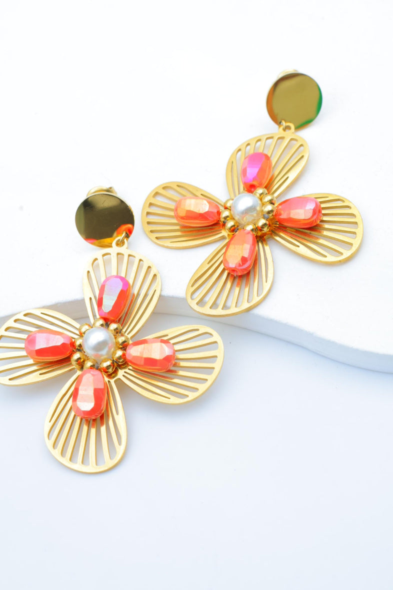 Boucles d'oreilles en acier inoxydable - ORANGE