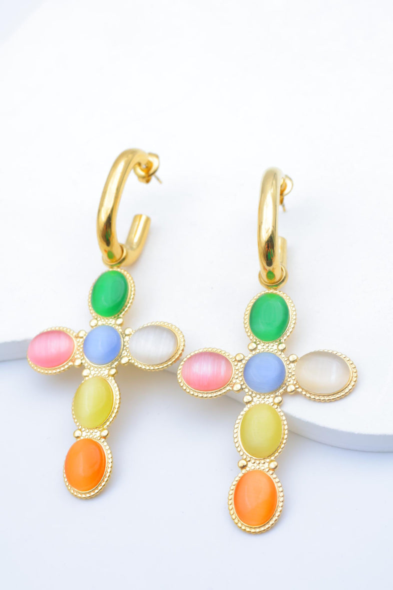 Boucles d'oreilles en acier inoxydable - MULTICOLORE