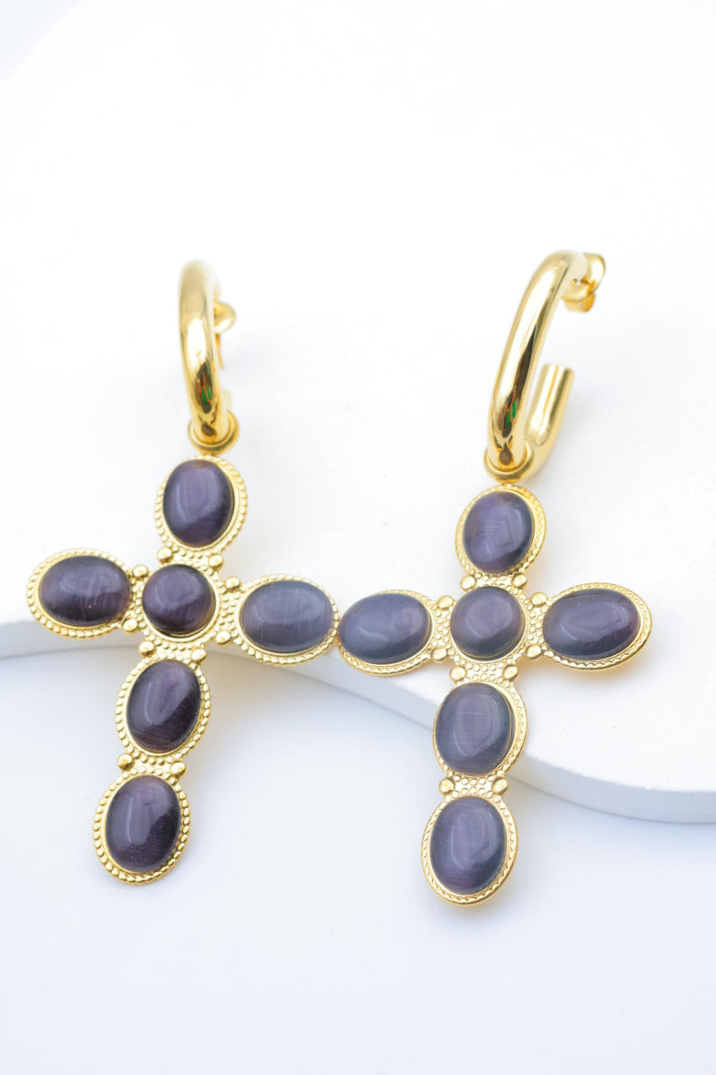 Boucles d'oreilles en acier inoxydable - NOIR