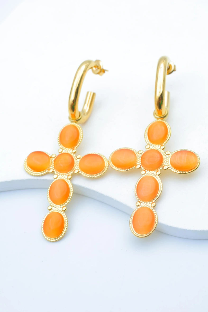 Boucles d'oreilles en acier inoxydable - ORANGE