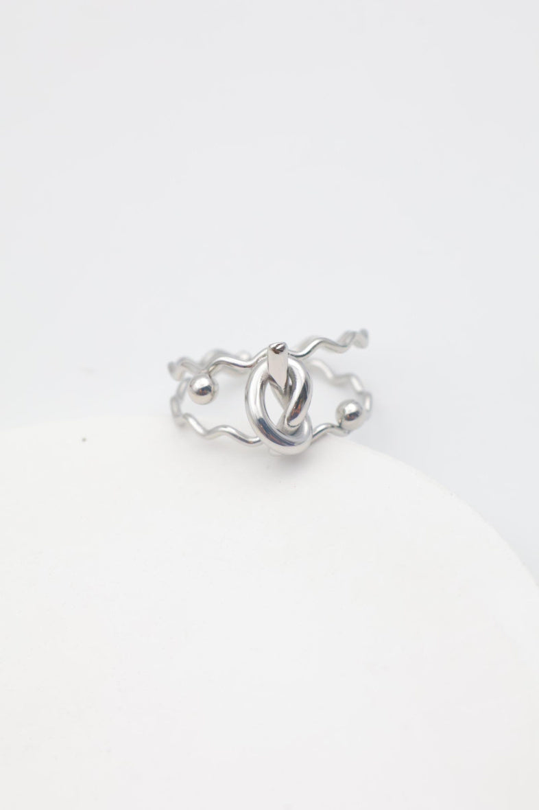 Bague en acier inoxydable ajustable - ARGENT