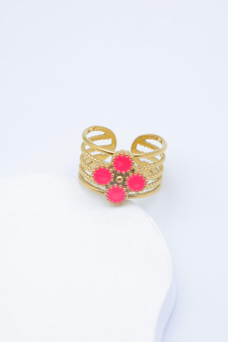 Bague en acier inoxydable ajustable - FUCHSIA