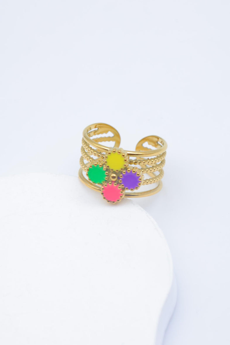 Bague en acier inoxydable ajustable - MULTICOLORE