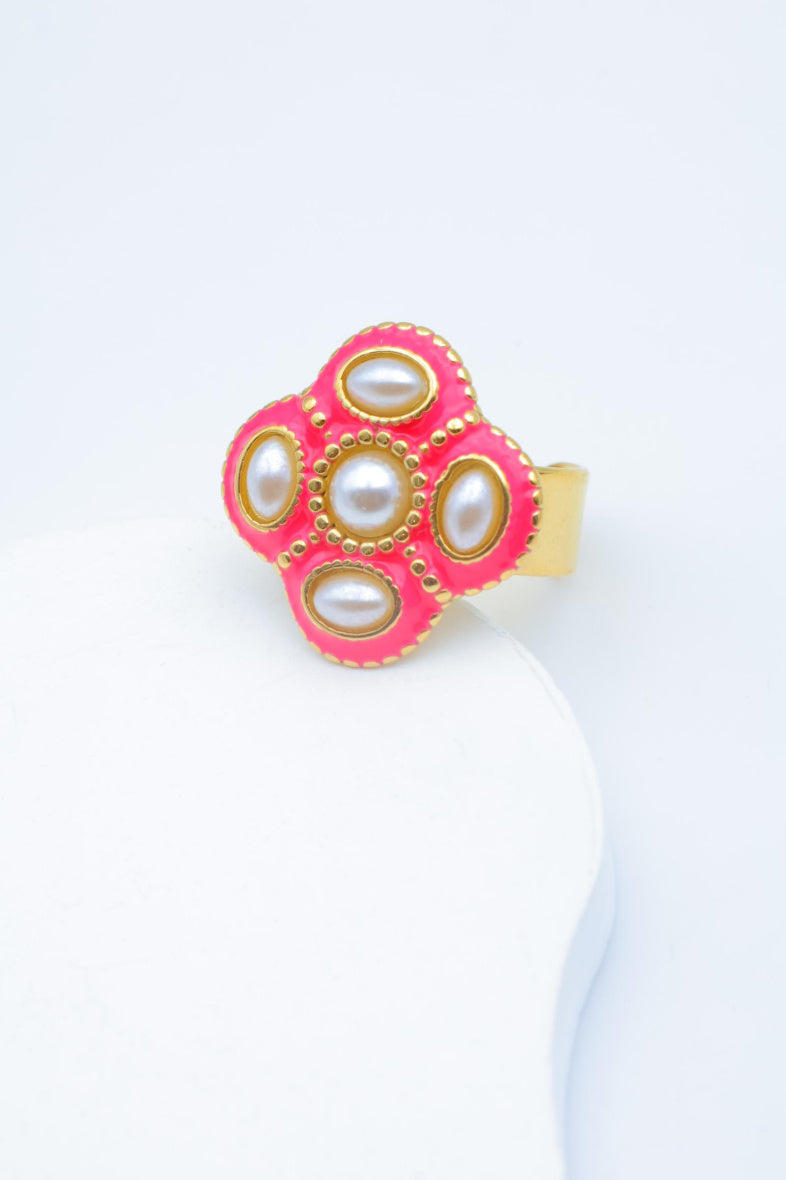 Bague en acier inoxydable ajustable - FUCHSIA