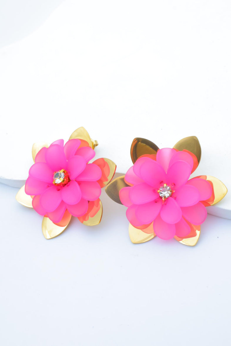 Boucles d'oreilles en acier inoxydable - FUCHSIA