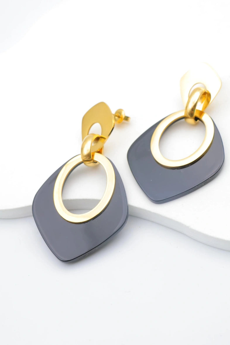 Boucles d'oreilles en acier inoxydable - NOIR