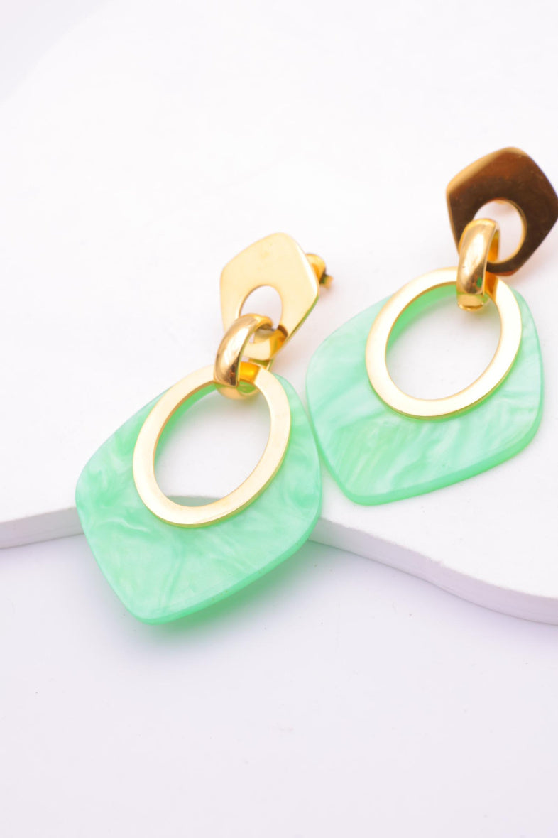 Boucles d'oreilles en acier inoxydable - VERT