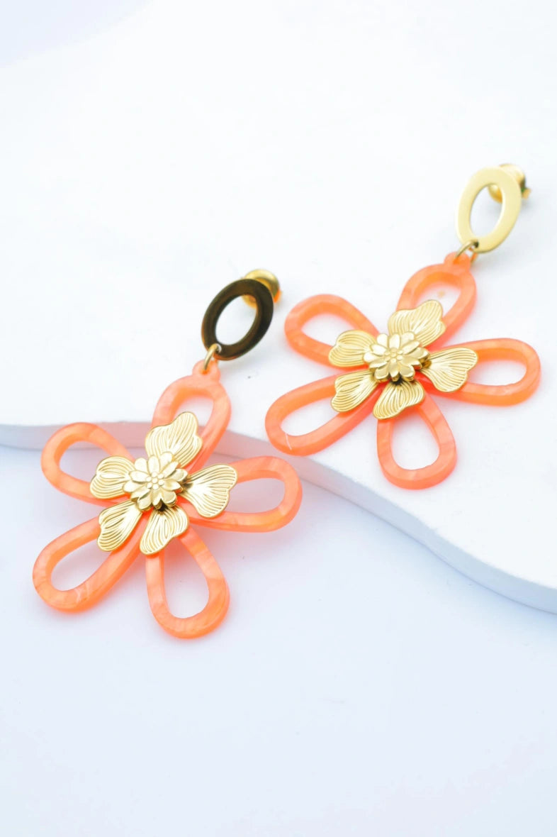 Boucles d'oreilles en acier inoxydable - ORANGE