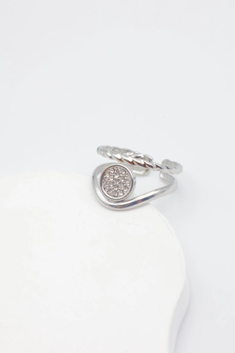 Bague en acier inoxydable ajustable - ARGENT