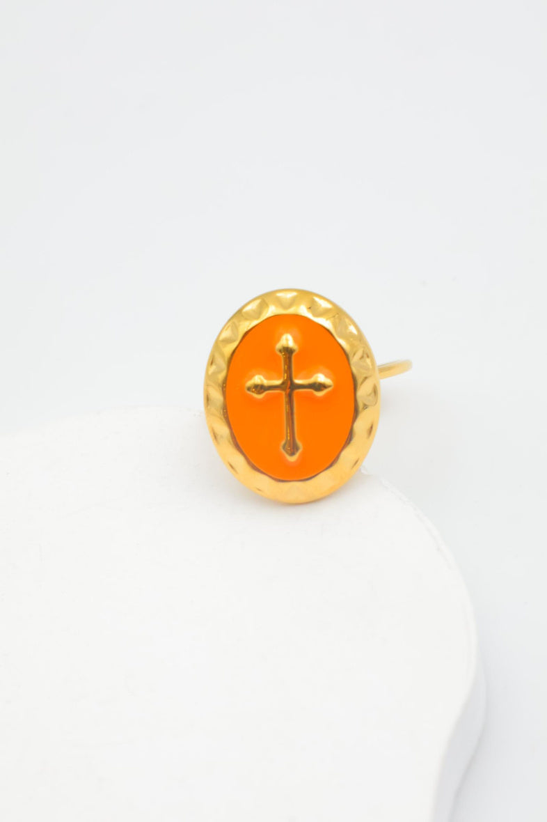 Bague en acier inoxydable ajustable - ORANGE