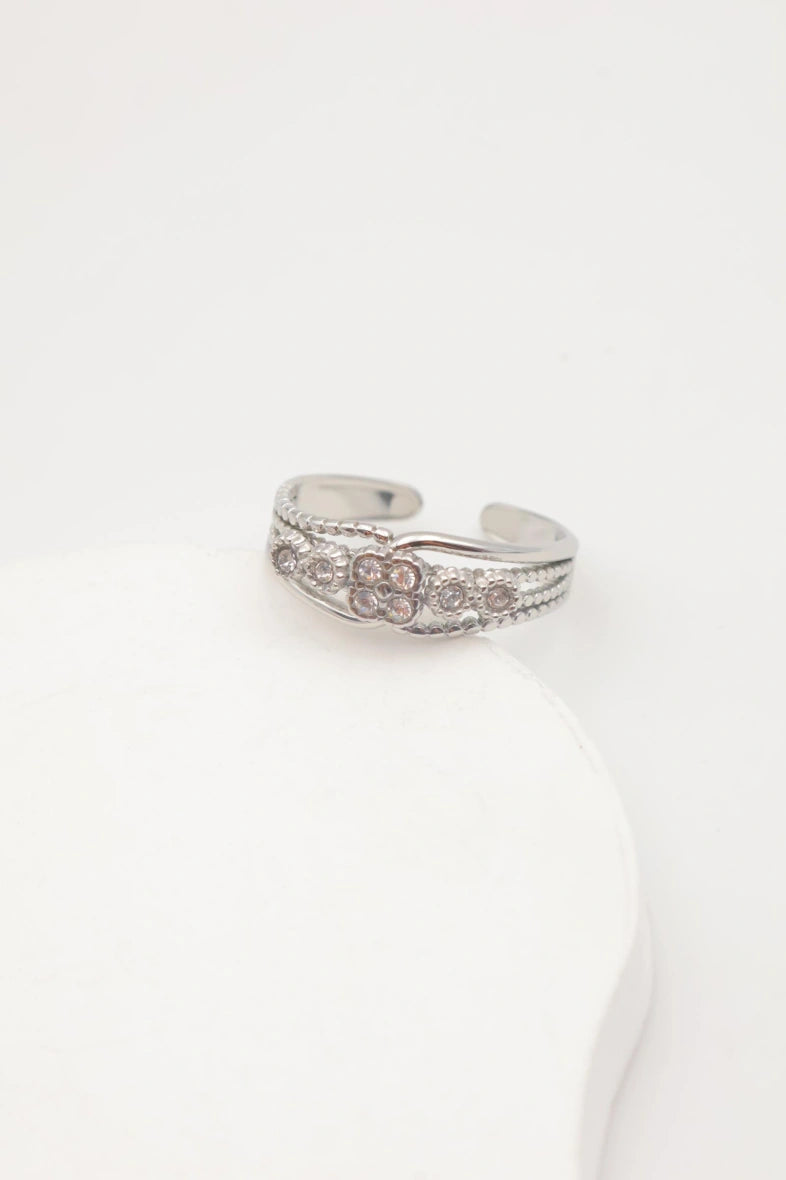 Bague en acier inoxydable ajustable - ARGENT