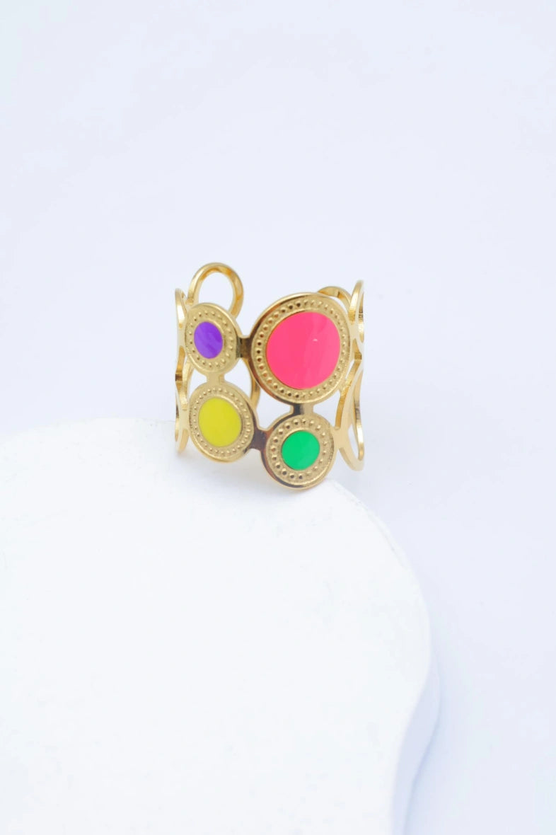 Bague en acier inoxydable ajustable - MULTICOLORE