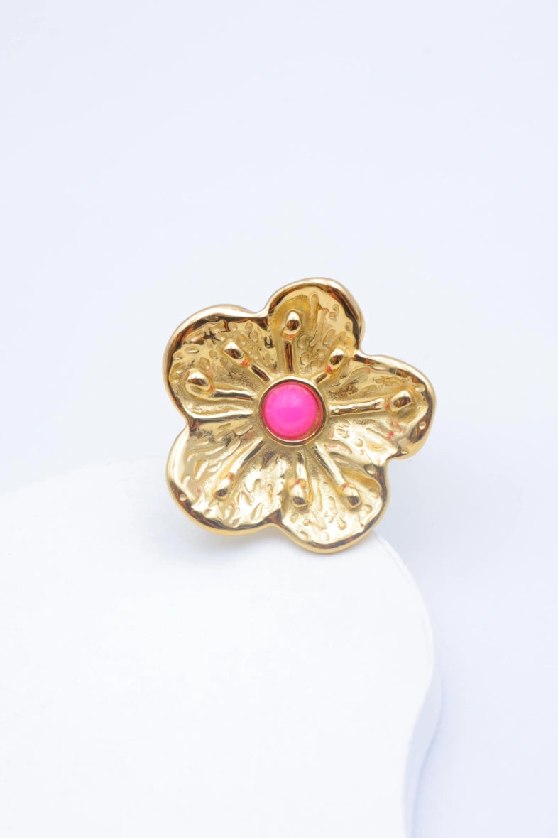 Bague en acier inoxydable ajustable - FUCHSIA