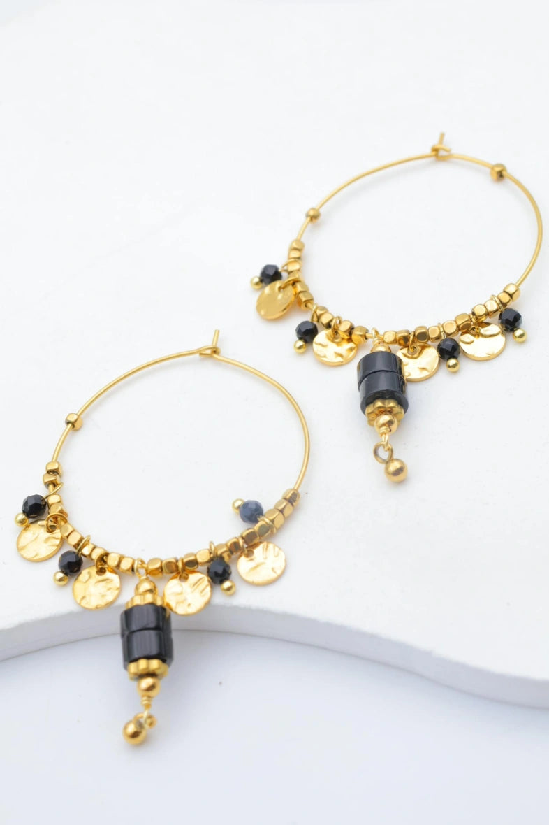 Boucles d'oreilles en acier inoxydable - NOIR