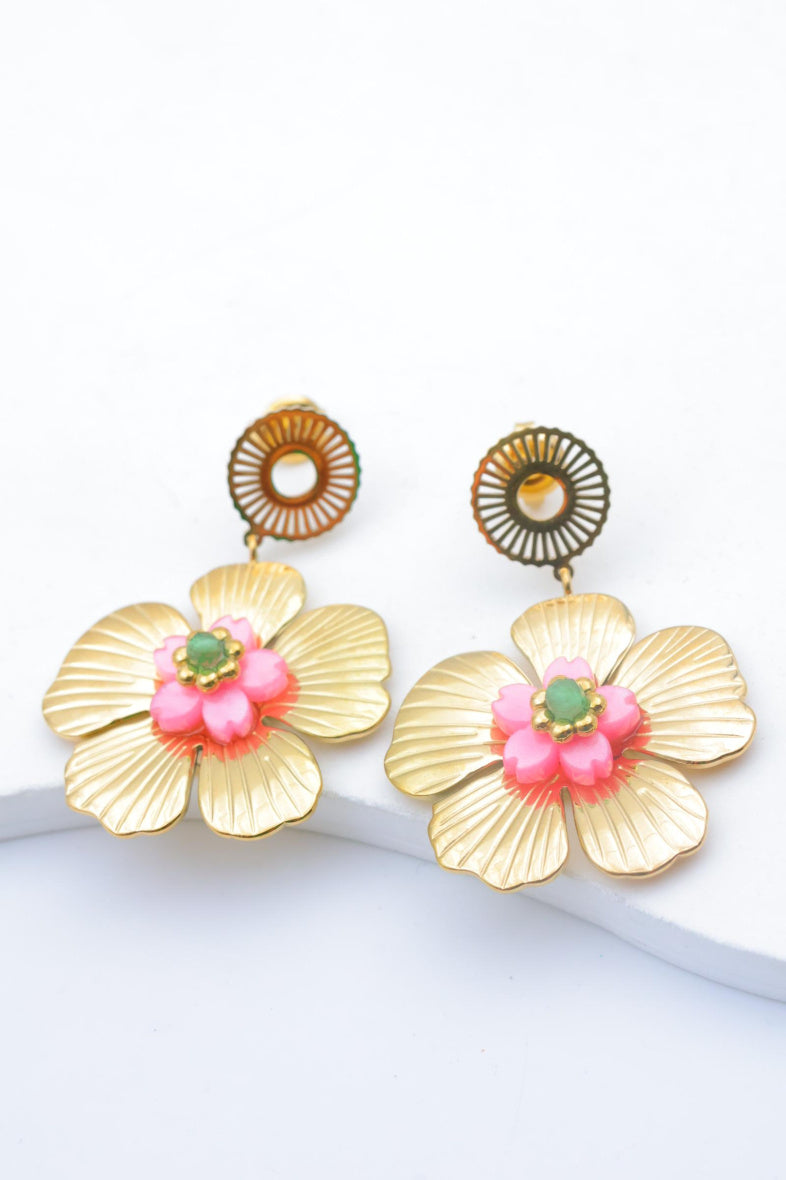 Boucles d'oreilles en acier inoxydable - FUCHSIA