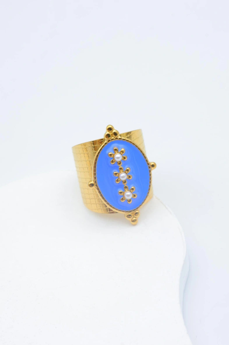 Bague en acier inoxydable ajustable - BLEU
