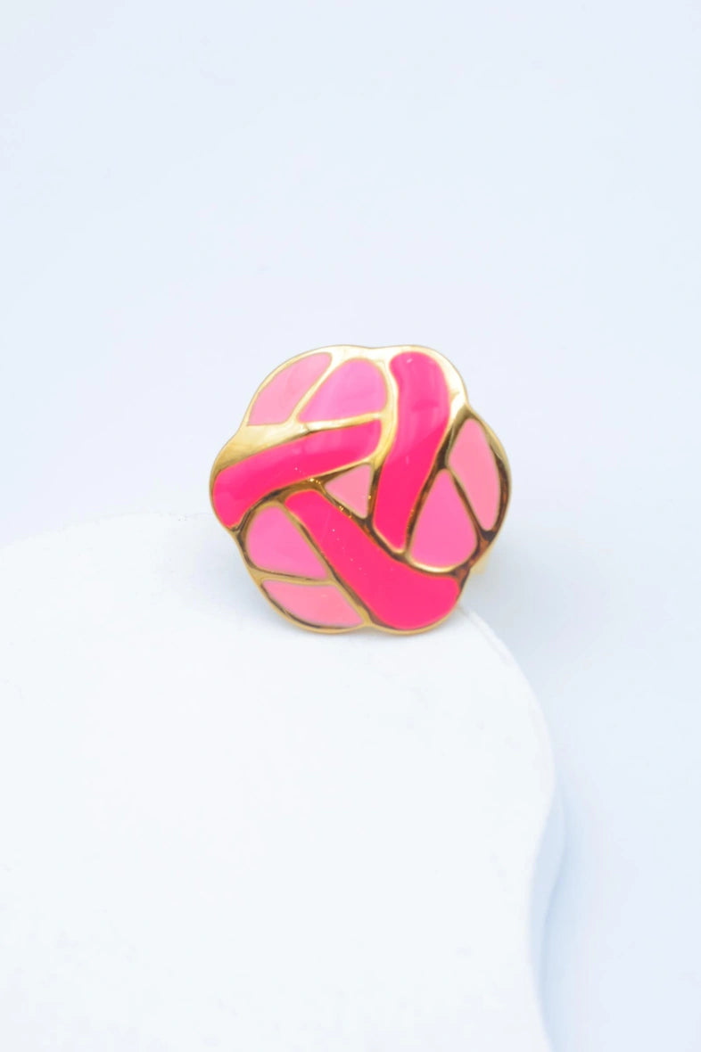 Bague en acier inoxydable ajustable - FUCHSIA