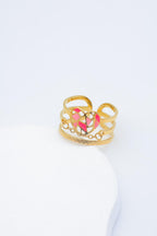Bague en acier inoxydable ajustable - FUCHSIA