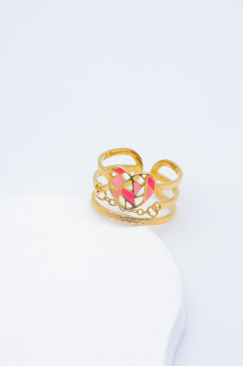 Bague en acier inoxydable ajustable - FUCHSIA