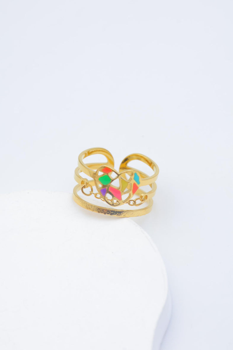 Bague en acier inoxydable ajustable - MULTICOLORE