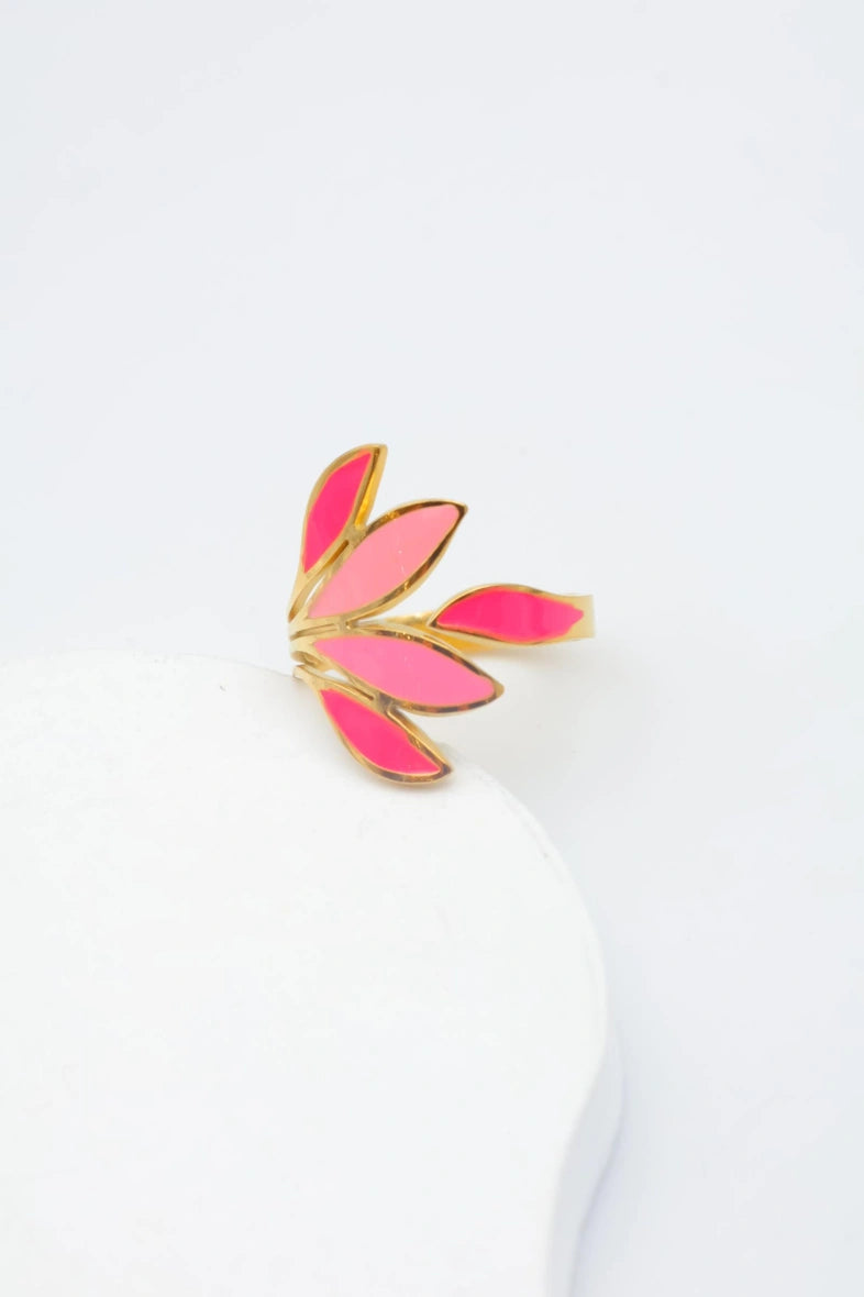 Bague en acier inoxydable ajustable - FUCHSIA