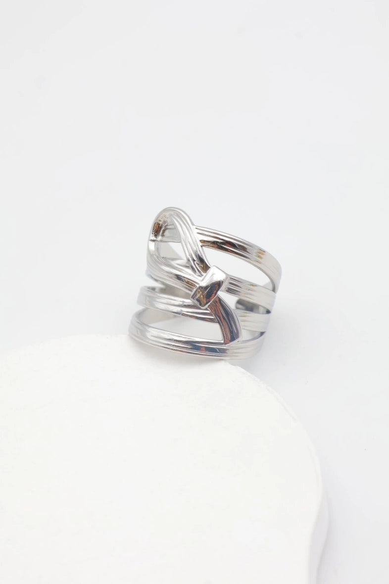 Bague en acier inoxydable ajustable - ARGENT