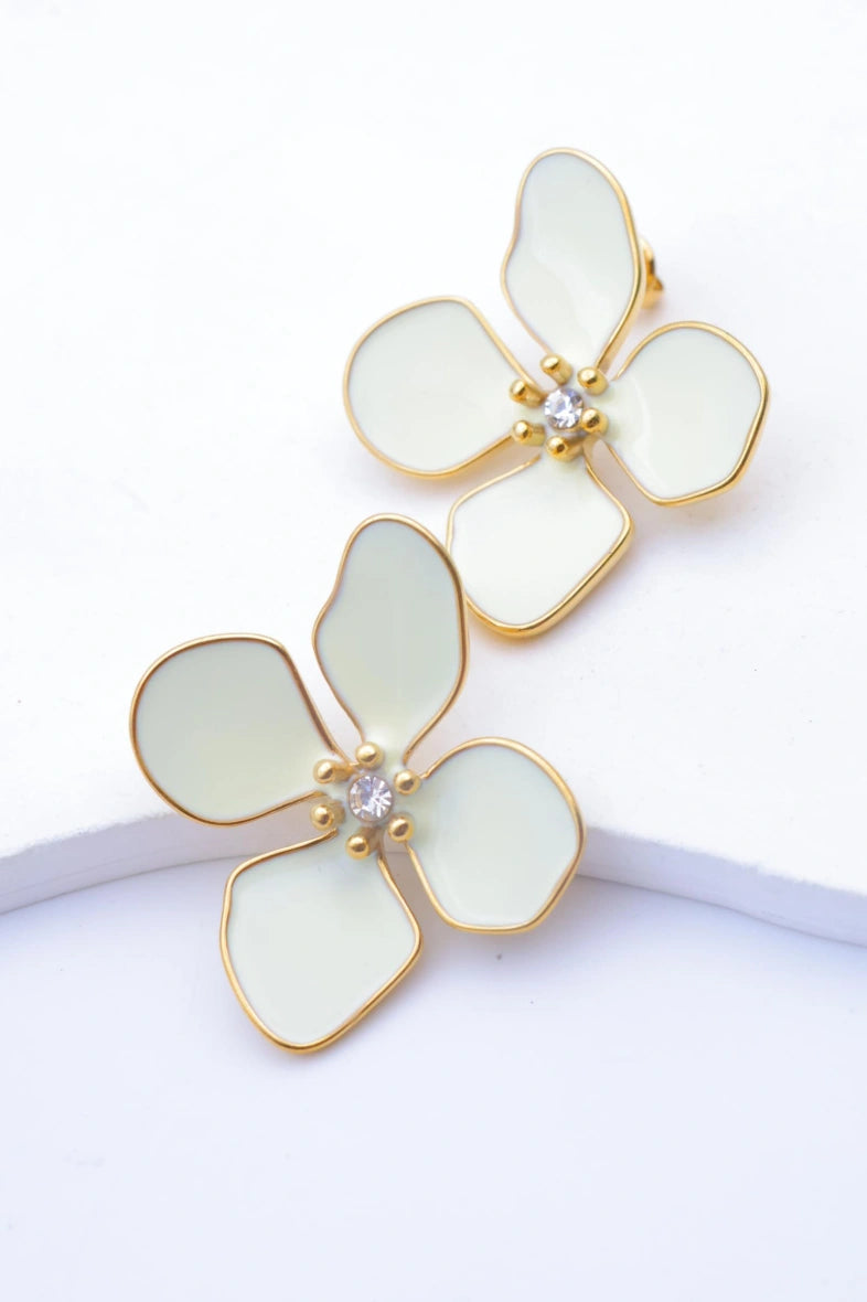Boucles d'oreilles en acier inoxydable - BLANC