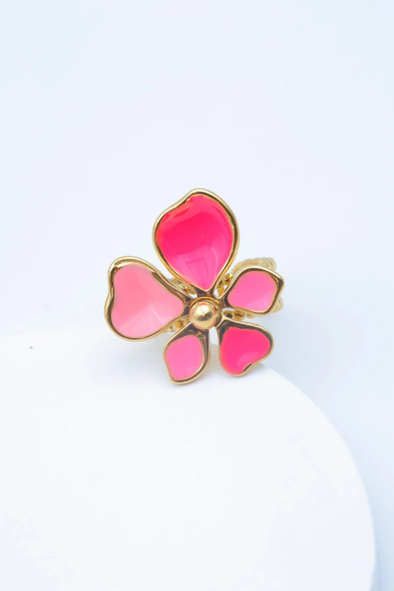 Bague en acier inoxydable ajustable - FUCHSIA