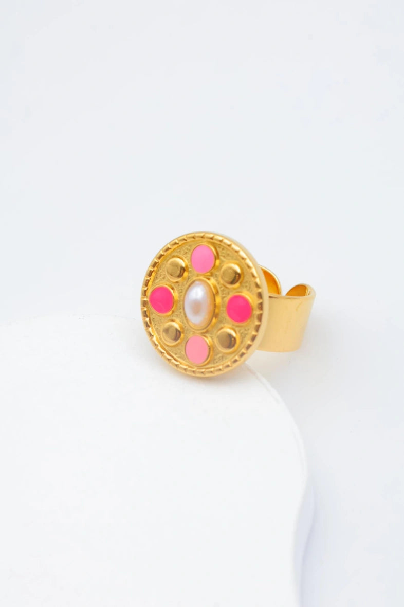 Bague en acier inoxydable ajustable - FUCHSIA