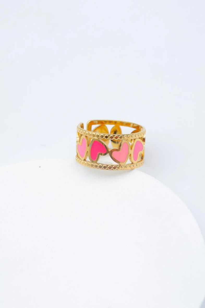 Bague en acier inoxydable ajustable - FUCHSIA