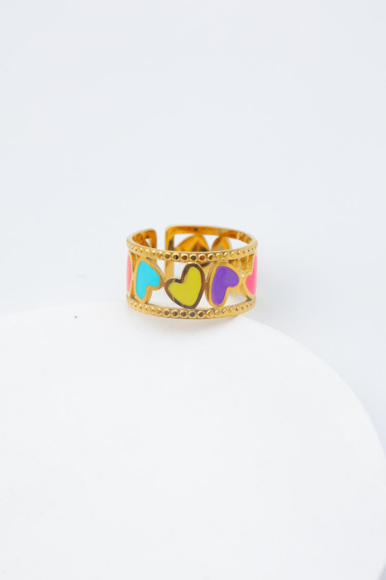 Bague en acier inoxydable ajustable - MULTICOLORE