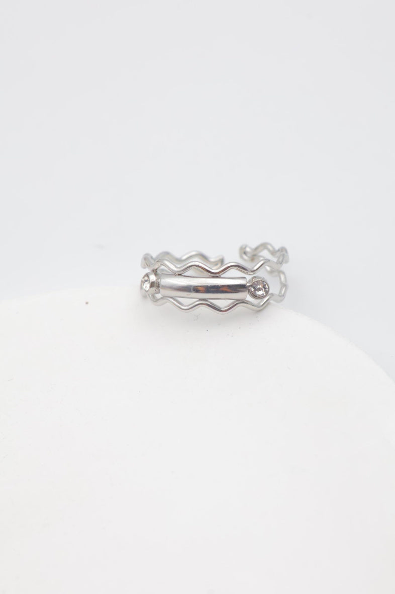 Bague en acier inoxydable ajustable - ARGENT