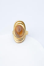 Bague en acier inoxydable ajustable - MARRON FONCÉ