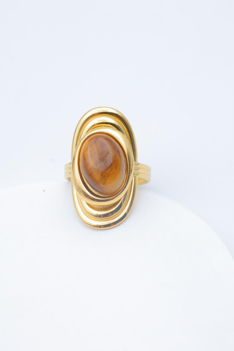 Bague en acier inoxydable ajustable - MARRON FONCÉ