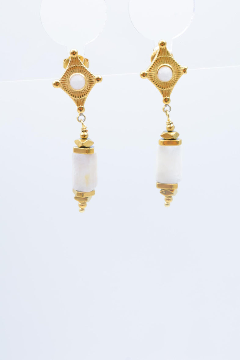 Boucles d'oreilles en acier inoxydable - BLANC