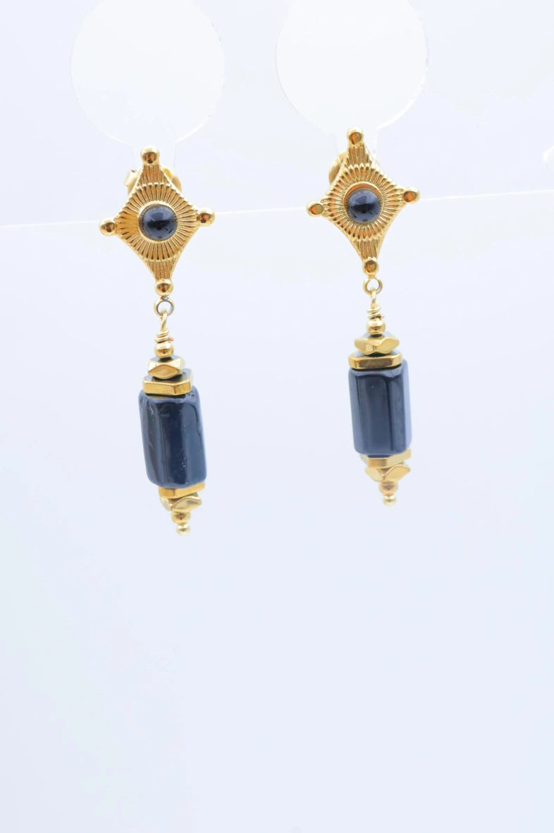 Boucles d'oreilles en acier inoxydable - NOIR