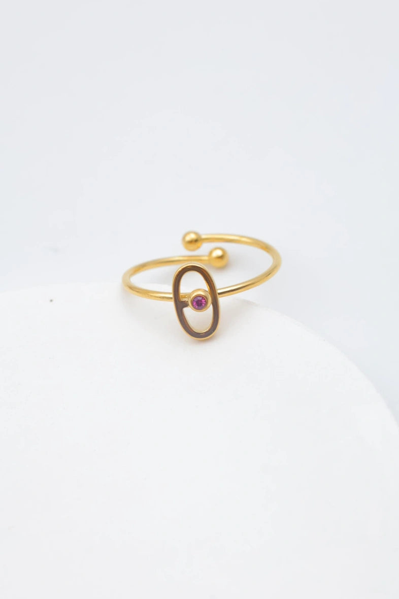 Bague en acier inoxydable ajustable - FUCHSIA