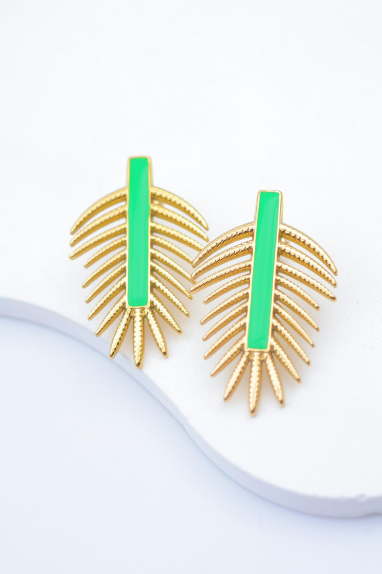 Boucles d'oreilles en acier inoxydable - VERT