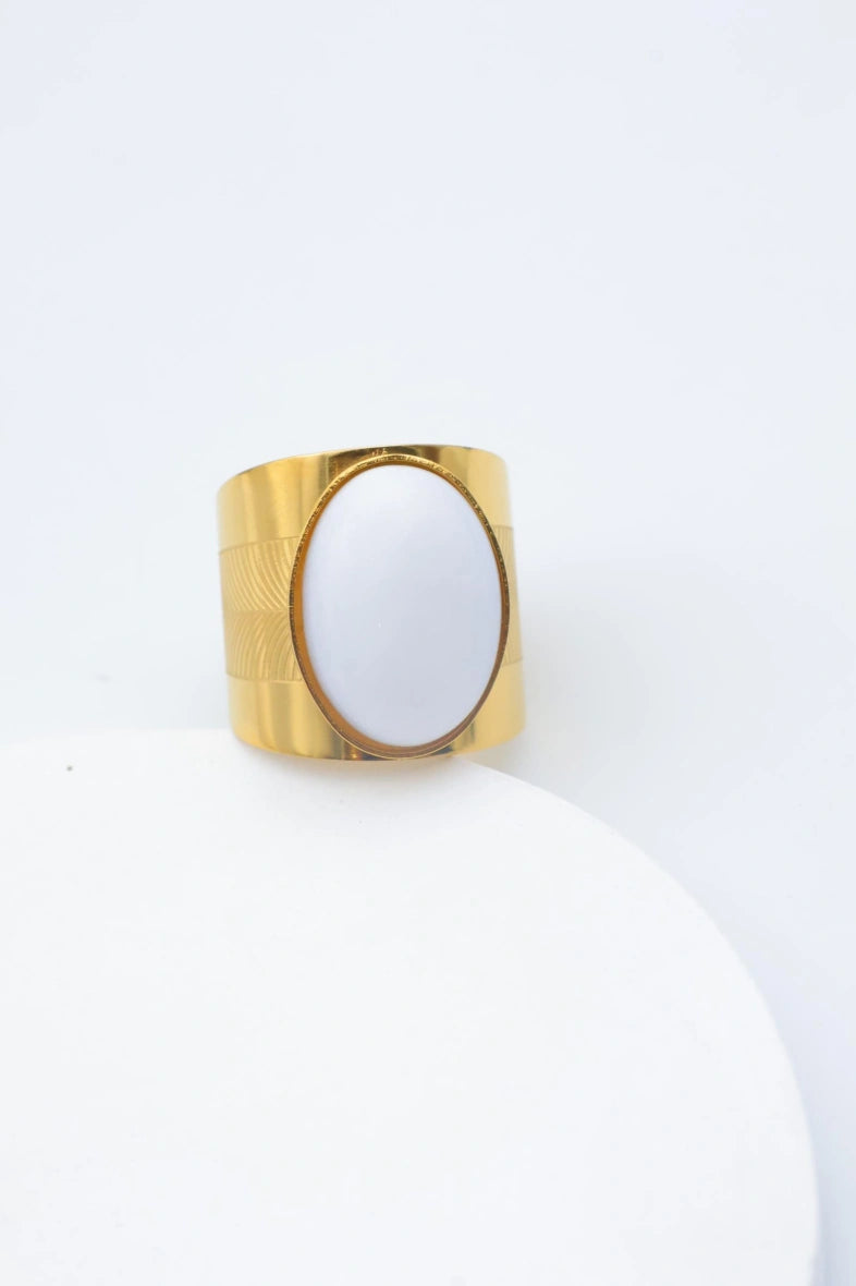 Bague en acier inoxydable ajustable - BLANC