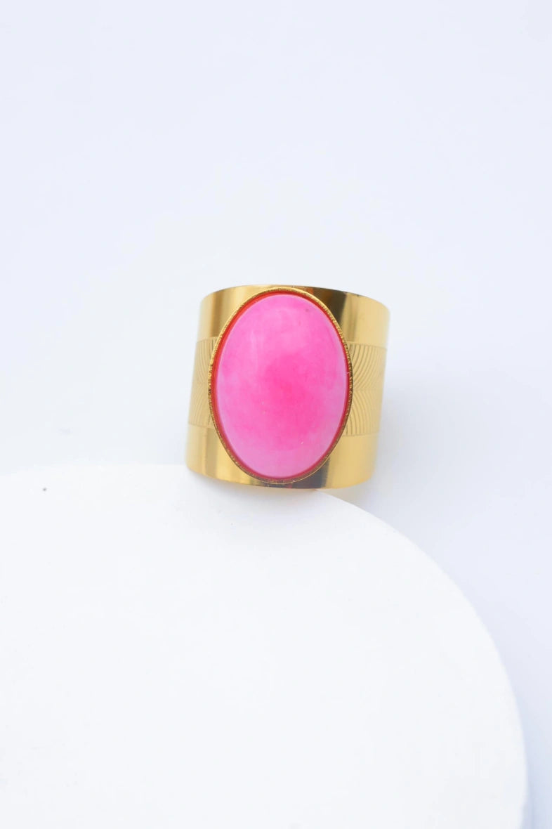 Bague en acier inoxydable ajustable - FUCHSIA