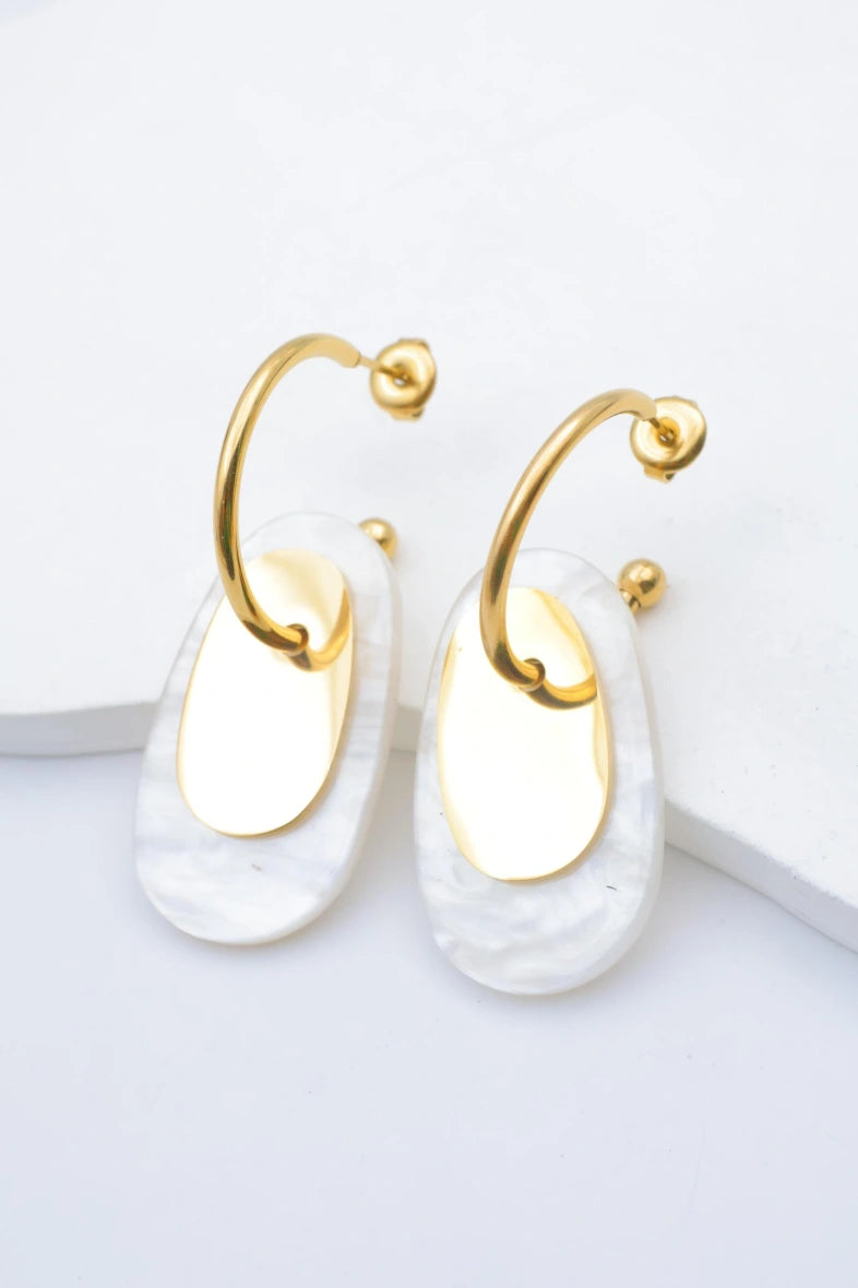 Boucles d'oreilles en acier inoxydable - BLANC