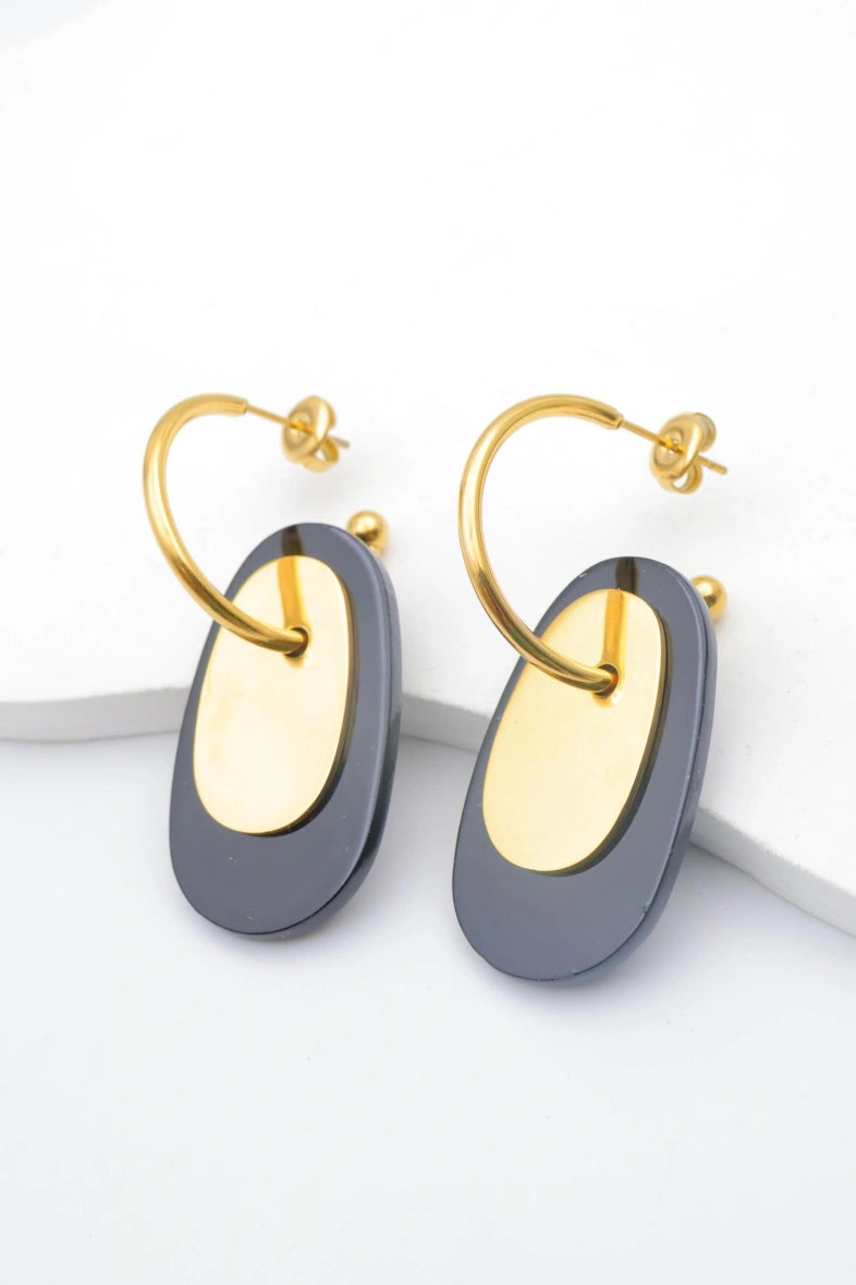 Boucles d'oreilles en acier inoxydable - NOIR