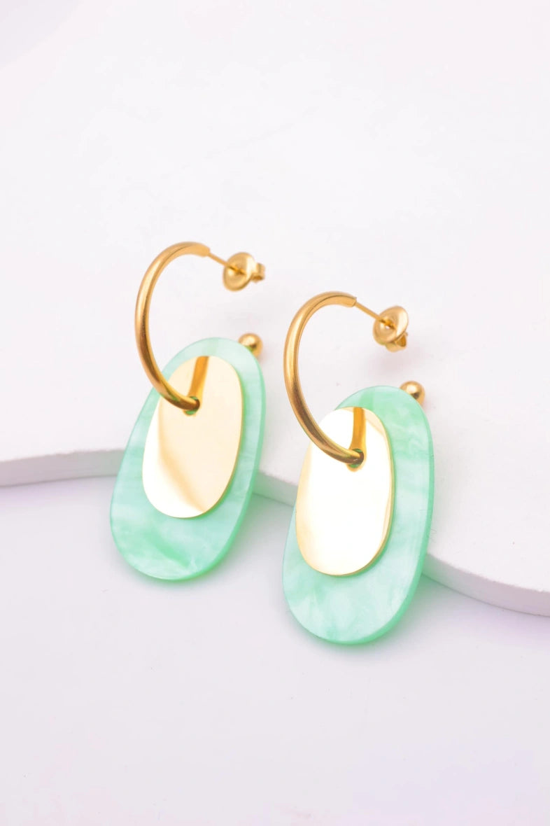 Boucles d'oreilles en acier inoxydable - VERT