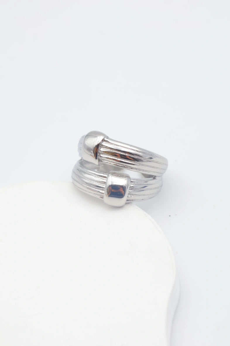 Bague en acier inoxydable ajustable - ARGENT